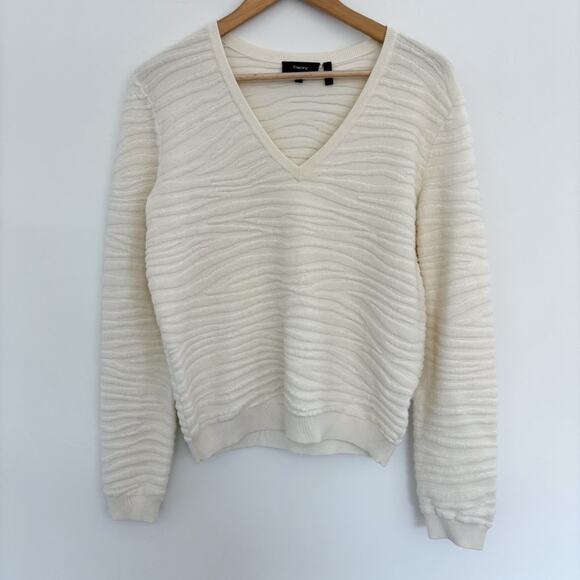 NEW Theory Zebra Plush V-Neck Sweater - Picture 3 of 7